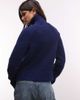 Weekday Weekday wool blend hairy knit zip up cardigan in heathered navy - 2