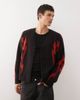 Weekday Weekday wool blend oversized cardigan with flame graphics in black - 1