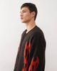 Weekday Weekday wool blend oversized cardigan with flame graphics in black - 4