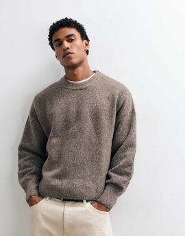 Weekday Weekday wool blend sweater in dark mole melange-NEUTRAL