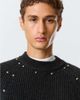 Weekday Weekday wool blend sweater with stud detail in black - 3