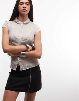 Weekday Weekday zip detail mini skirt in black