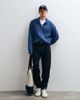 Weekday Weekday zip up ribbed cardigan in navy - 3