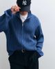 Weekday Weekday zip up ribbed cardigan in navy - 4