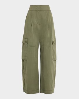 Weekend Max Mara Barrel-Leg Gabardine Cargo Pants