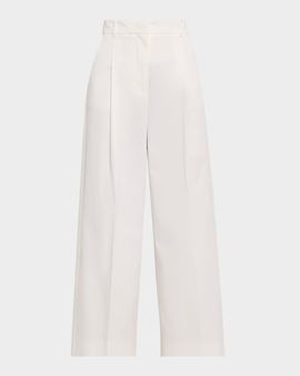 Weekend Max Mara Bellico Pleated Wide-Leg Crop Pants