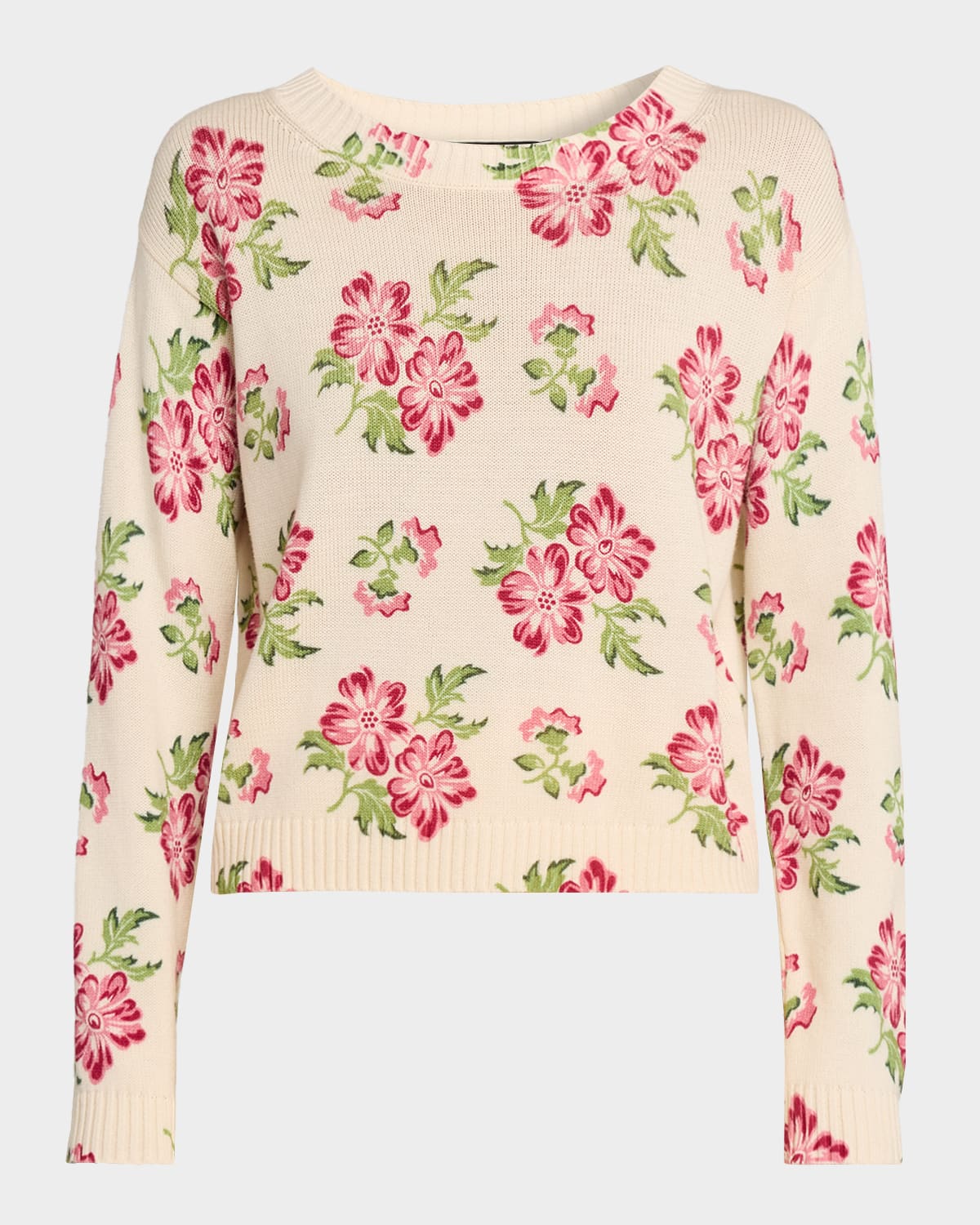 Weekend Max Mara Editto Floral-Print Cotton Jacquard Knit Sweater