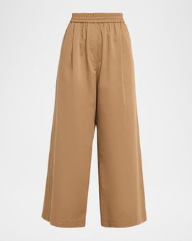 Weekend Max Mara Golfo Cropped Wide-Leg Cotton Pants