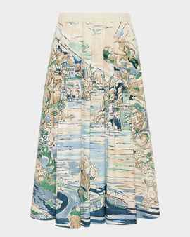 Weekend Max Mara Pleated Cotton Poplin Midi Skirt