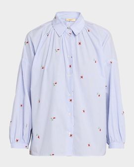 Weekend Max Mara Striped Floral-Embroidered Cotton Shirt