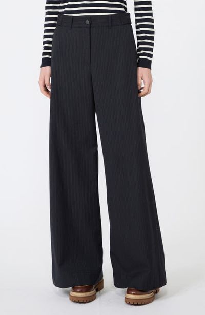 Weekend Max Mara Weekend Max Mara Bravo Pinstripe Wide Leg Virgin Wool Blend Pants