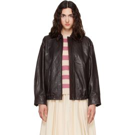 Weekend Max Mara Weekend Max Mara Brown Cose Leather Bomber Jacket