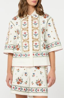 Weekend Max Mara Weekend Max Mara Farsa Embroidery Detail Cotton Button-Up Shirt