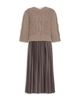 Weekend Max Mara Weekend Max Mara Hazelnut Cable Knit Sweater & Pleated Jersey Midi Dress - 5