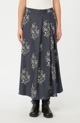 Weekend Max Mara Weekend Max Mara Struzzo Floral Denim Midi Skirt