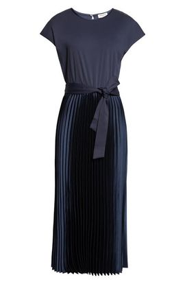 Weekend Max Mara Weekend Max Mara Tie Waist Pleated Satin Maxi Dress