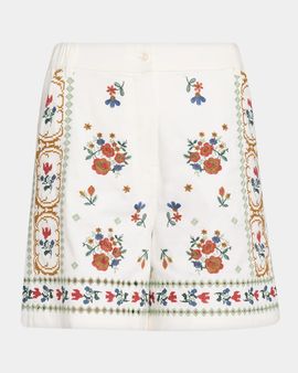 Weekend Max Mara Wide-Leg Embroidered Cotton Twill Shorts