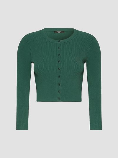 Weekend Max Mara Women's Fine Rib Knit Viscose Yarn Cardigan