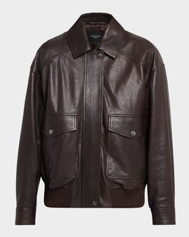 Weekend Max Mara Zip-Front Leather Jacket