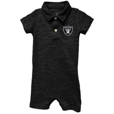 Wes & Willy Infant Wes & Willy Black Las Vegas Raiders Short Leg Cloudy Yarn Polo Bodysuit