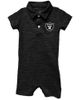 Wes & Willy Infant Wes & Willy Black Las Vegas Raiders Short Leg Cloudy Yarn Polo Bodysuit - 3