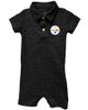 Wes & Willy Infant Wes & Willy Black Pittsburgh Steelers Short Leg Cloudy Yarn Polo Bodysuit  - 1