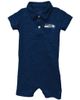 Wes & Willy Infant Wes & Willy College Navy Seattle Seahawks Short Leg Cloudy Yarn Polo Bodysuit  - 1