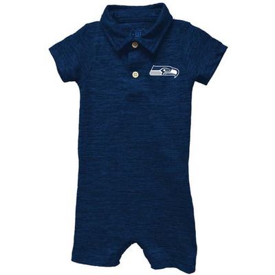 Wes & Willy Infant Wes & Willy College Navy Seattle Seahawks Short Leg Cloudy Yarn Polo Bodysuit 