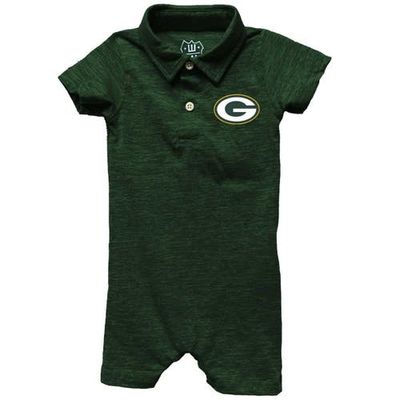 Wes & Willy Infant Wes & Willy Green Green Bay Packers Short Leg Cloudy Yarn Polo Bodysuit 