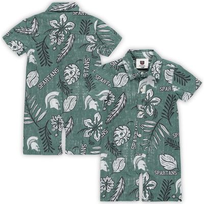 Wes & Willy Infant Wes & Willy Green Michigan State Spartans Vintage Floral Romper 
