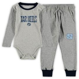 Wes & Willy Infant Wes & Willy Heathered Gray/Navy North Carolina Tar Heels Jie Jie Long Sleeve Bodysuit & Pants Set