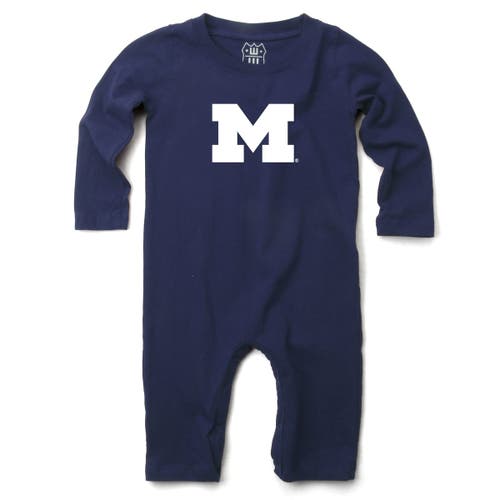 Wes & Willy Infant Wes & Willy Navy Michigan Wolverines Long Sleeve Romper 