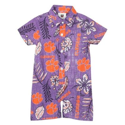 Wes & Willy Infant Wes & Willy Purple Clemson Tigers Vintage Floral Romper 