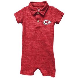 Wes & Willy Infant Wes & Willy Red Kansas City Chiefs Short Leg Cloudy Yarn Polo Bodysuit 
