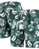 Wes & Willy Men's Wes & Willy Green Michigan State Spartans Floral Volley Swim Trunks  - 1