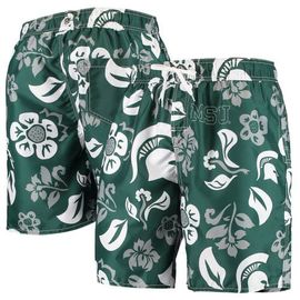 Wes & Willy Men's Wes & Willy Green Michigan State Spartans Floral Volley Swim Trunks 