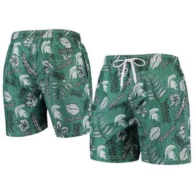 Wes & Willy Men's Wes & Willy Green Michigan State Spartans Vintage Floral Swim Trunks 