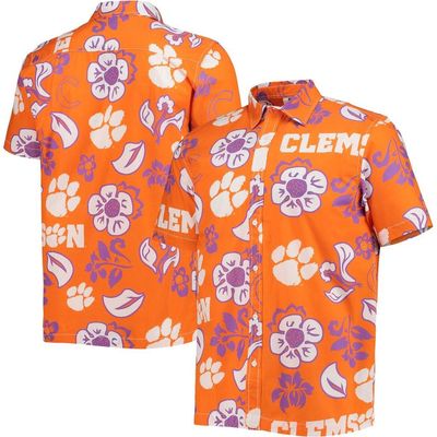 Wes & Willy Men's Wes & Willy Orange Clemson Tigers Floral Button-Up Shirt 