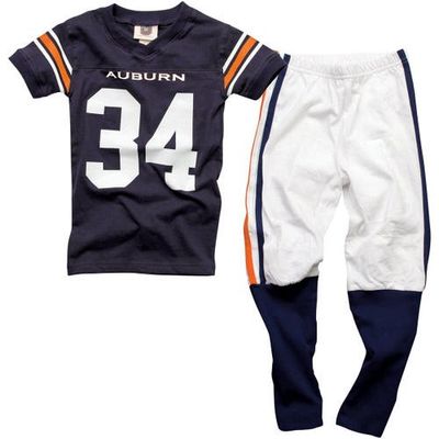 Wes & Willy Wes & Willy Auburn Tigers Preschool Football Pajama Set - White/Navy Blue 