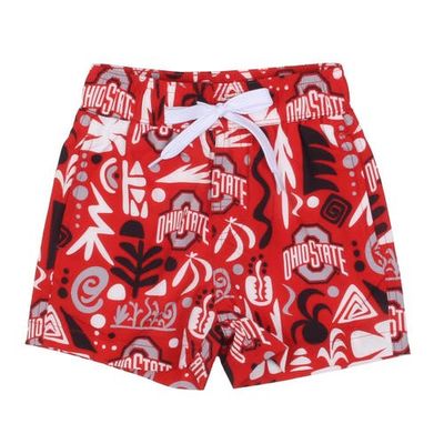 Wes & Willy Youth Wes & Willy Scarlet Ohio State Buckeyes Allover Print Swim Shorts 