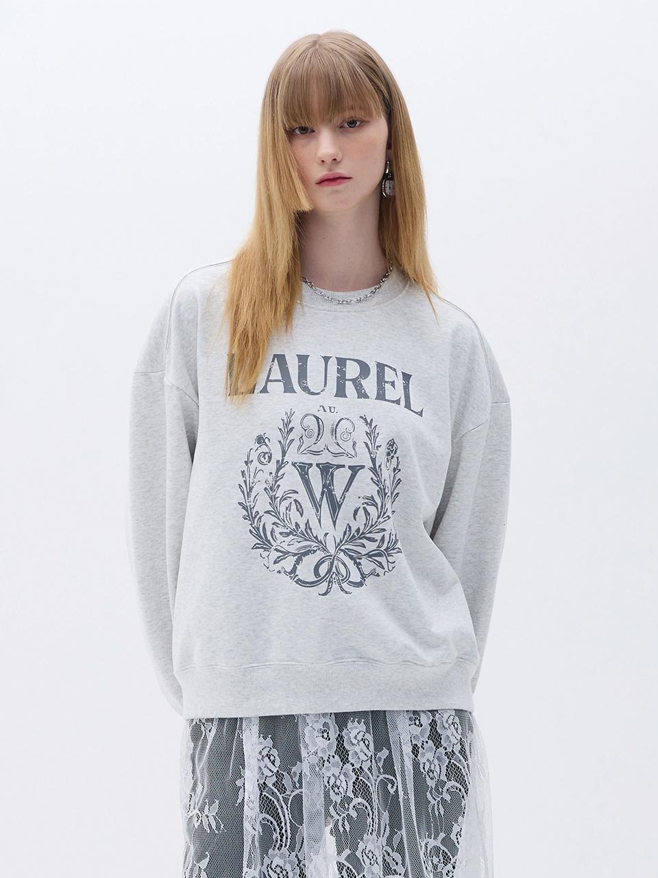Wesley Hyuston Cotton Blend Relaxed Overfit Logo Sweatshirt [Light Grey]