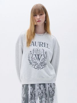 Wesley Hyuston Cotton Blend Relaxed Overfit Logo Sweatshirt [Light Grey]