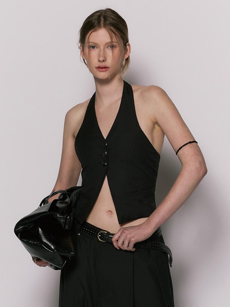 Wesley Hyuston Evelyn Halter Neck Vest [Black]