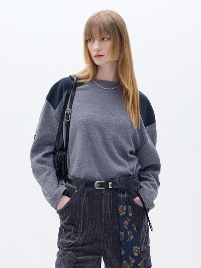 Wesley Hyuston Mosaic Waffle Patch Lightweight Knit [Blue]