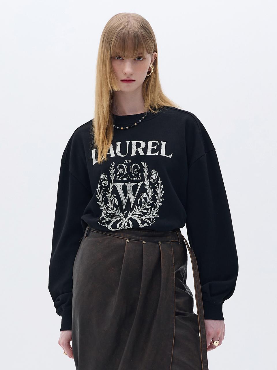 Wesley Hyuston Vintage Logo Relaxed Fit Cotton Blend Sweatshirt [Black]