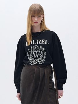 Wesley Hyuston Vintage Logo Relaxed Fit Cotton Blend Sweatshirt [Black]
