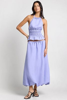 WeWoreWhat Onia Air Linen Bubble Maxi Skirt in Noir Navy, Women's at Urban Outfitters
