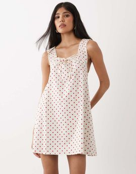 WeWoreWhat WeWoreWhat babydoll dress in ivory polka dots-White