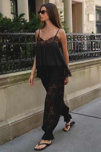 WeWoreWhat WeWoreWhat Balloon Lace Trouser Pant in Black, Women's at Urban Outfitters