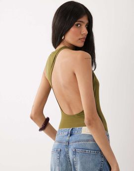 WeWoreWhat WeWoreWhat boat neck bodysuit in olive-Green